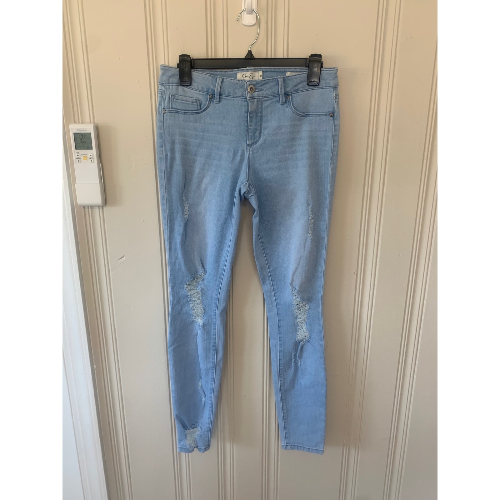 Jessica Simpson Kiss Me Super Skinny Distressed Jeans Light Wash